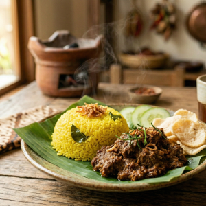 Nasi Kuning Rendang