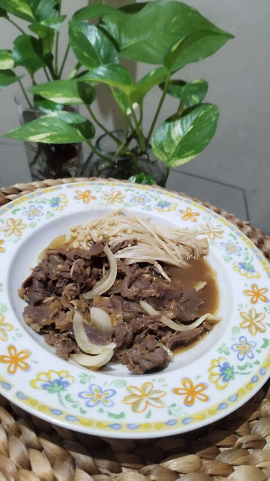 Beef Teriyaki with Enoki